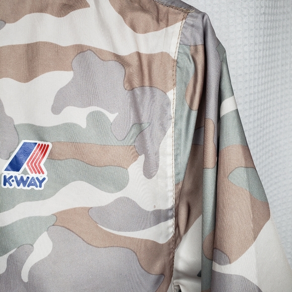 K-Way Kids Boys Girls 10-12 Army Camo REVERSIBLE Packable Windbreaker Jacket - Picture 5 of 10